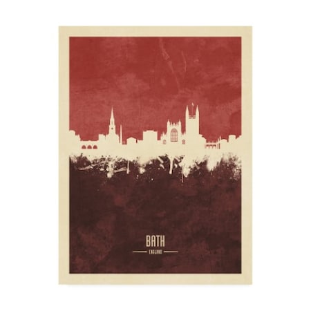 Michael Tompsett 'Bath England Skyline Cityscape Red II' Canvas Art,24x32